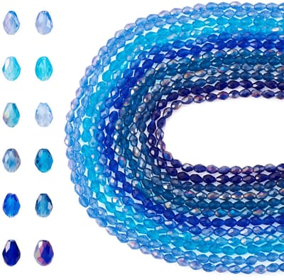 Glaskralen, 8 x 6 mm, gefacetteerde kristallen kralen, waterdruppel, losse afstandskraal voor ketting, oorbel, armband, doe-het-zelf sieraden, blauw