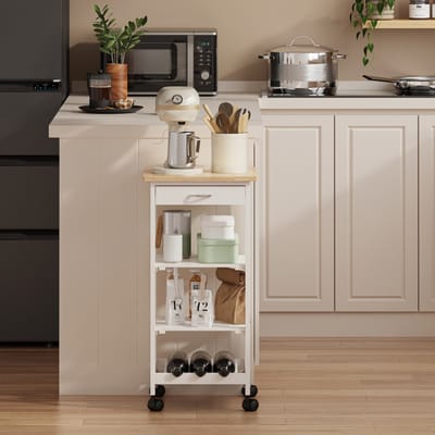 Serveerwagen Bolmanralu 76x37x37 cm wit naturel en zwart [en.casa]