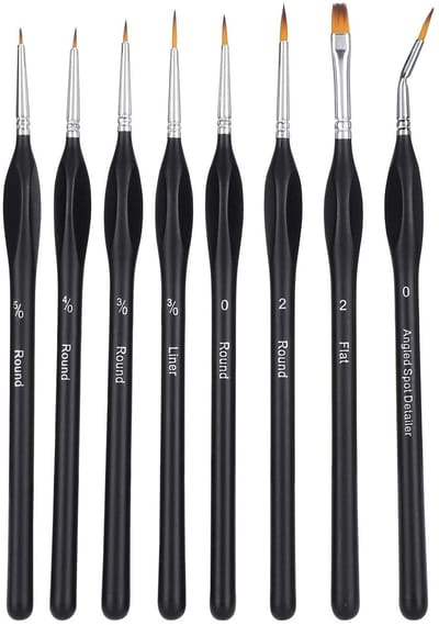 Dailygoods- Verfborstel Set - 8-delige Miniatuur Kwasten - Nylon/Wol - Fijne Detailering - Houten Handvatten - Geschikt voor Aquarel/Acryl - Schilderkwasten