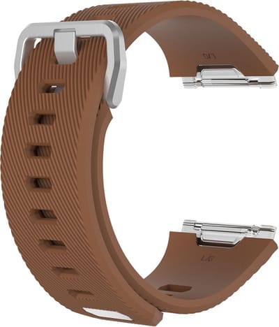 By Qubix - Compatible Fitbit bandje - Geschikt voor fitbit Ionic siliconen bandje met gesp - Maat: Large - bruin