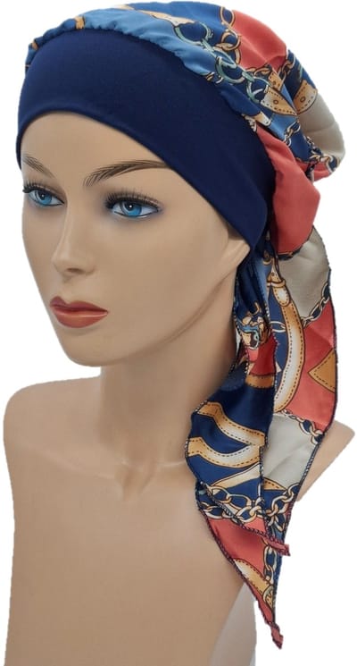 Johnson Headwear® - Chemo wikkelmuts -Chemo muts - Dames muts - Donkerblauw - Chemo Cap - Muts - Cap - Hoofddeksel - Zomer Mutsje