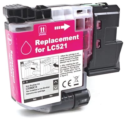 Inktcartridge Geschikt voor Brother LC-521 | Magenta Geschikt voor Brother DCP-J1260W - DCP-J1310DW - DCP-J1313DW - DCP-J1360DW - DCP-J1460DW