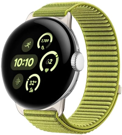 Nylon bandje - geschikt voor Google Pixel Watch 3 (45 mm) en Pixel Watch 4 (45mm) - klittenband sluiting - groen