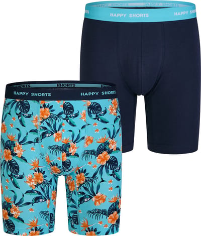 Happy Shorts Heren Boxershorts Met Lange Pijpen Boxer Briefs Flower Print 2-Pack - Maat XL