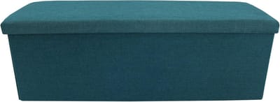 Opbergpoef - Zitzak opberger - Woonkamer organiseren - Inklapbaar en stevig - 110x38x37 cm - Turquoise