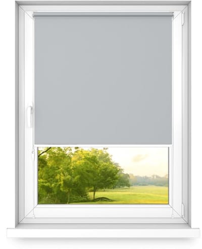 time4blinds - Verduisteringsrolgordijn Zonder Boren - Verduisteringsrolgordijn, Rolgordijn Verduistering - 3 Soorten Montage, Zilveren Thermische Coating - Maanlichtgrijs, 400x1000mm, Rechts