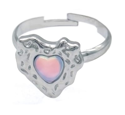 Ring – sieraad – accessoire – RVS – stainless steel – one size - zilverkleurig - hartje - liefde – cadeau – geschenk – cadeau – feest – feestdagen – valentijn – cadeau