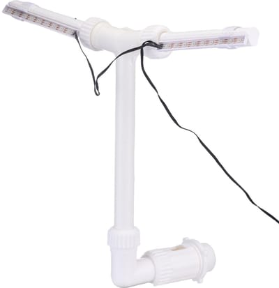 Dailygoods- Zwembadfontein Zonne-aangedreven - Dubbele Spray - Verstelbare Zwembadsproeier - 18 LED Lichten - 10 Modi - 28x5cm Formaat
