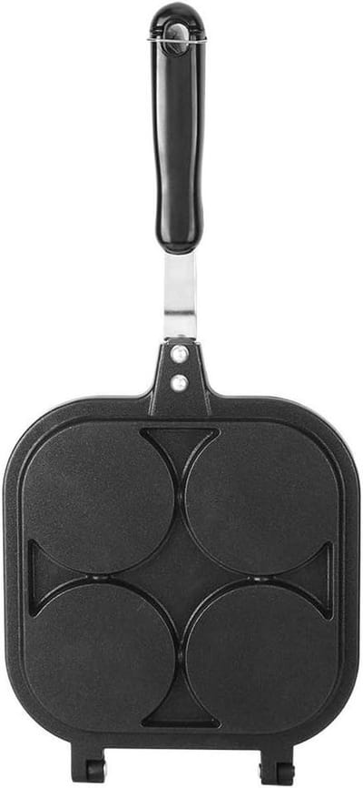 Pannenkoek Pan - Bakplaat Maker - Ontbijt Maken - 4 Smiley Gezichten - 961 Gram - Zwart