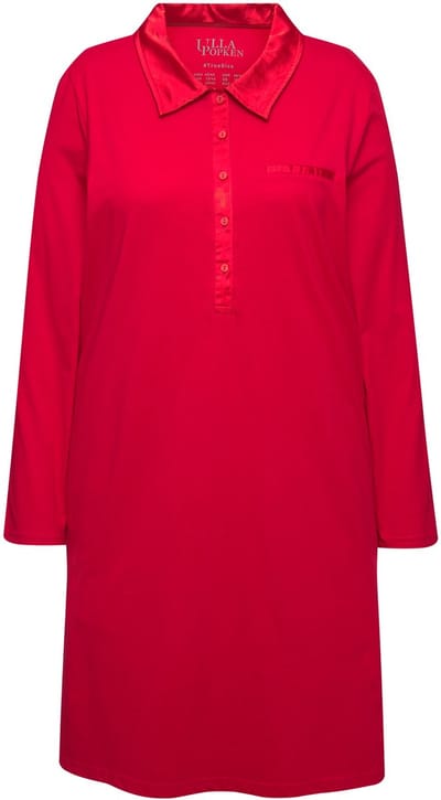 Ulla Popken - Dames - Nachthemd kraag satijnen details lange mouwen - Salsa - Maat 46+
