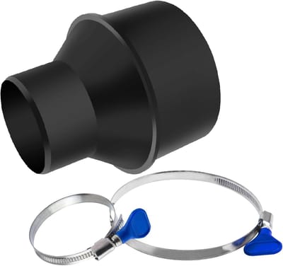Slang Verloopstuk - Hose Reducer - Stofafzuiging Werkplaats - Inclusief Slangklemmen - 4 naar 2.5 Inch - Zwart