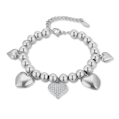 Twice As Nice Armband in edelstaal, hartjes Zilverkleurig 16cm+3cm