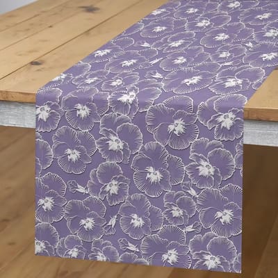 ABAKUHAUS Bloementafelloper, Pastel Viooltjes van de Weide, Eetkamerkeuken Rechthoekige decoratieve Tafelloper, 40 x 180 cm, Mauve-wit