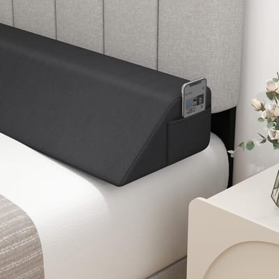COSTWAY Bedmatrasvulling, bed-wig met zijzak, wigkussen voor het bed, lang bedwigkussen, matraswig tussen matras en hoofdeinde (grijs, 137 x 25 x 13 cm)