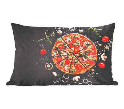 Sierkussens - Kussentjes Woonkamer - 50x30 cm - Pizza - Groente - Kruiden - Keuken - Industrieel