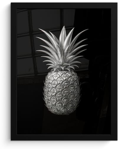 Poster in lijst - Fotolijst 30x40 cm - Posters - Ananas - Gedetailleerd - Bladeren - Posterlijst zwart - Decoratie - Wanddecoratie woonkamer - Muurdecoratie slaapkamer