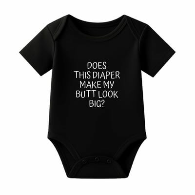 Romper Does this diaper make my butt look big? - zwart - korte mouw