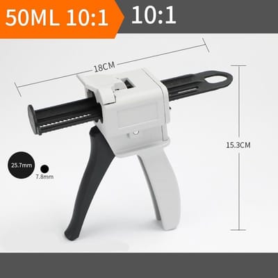 Epoxy Lijmpistool - Mengdispenser Kit - Dubbel Component Lijmen - Automatische Mengverhouding - 50ml 10:1 - Zwart
