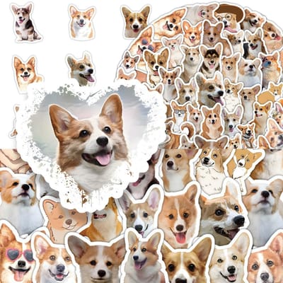 1060 Stuks Schattige Huisdier Corgi Klein Dier Schattige Puppy Hond Graffiti Stickers Gepersonaliseerd Creatief Decoratief Bureau Scrapbook Gitaar beige