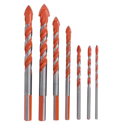 Boor Bit Set - Tegel Boren - Gaten Boren - Gehard Legering - 7 Delig - Oranje