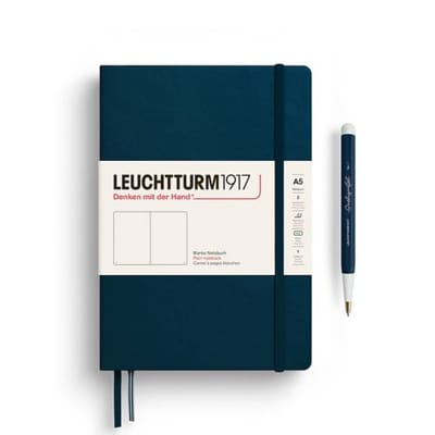 Leuchtturm1917 notitieboekje, hardcover, medium a5, blanco, diepzee blauw