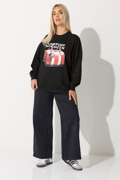 Limited Collection Zwarte 'Motor Sports' Slogan Top Size 42