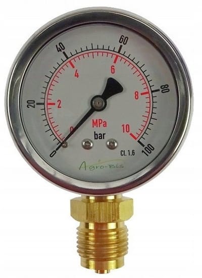 Agrobis - Manometer - 1/2" Aansluiting - 63mm Diameter - 0-100 Bar