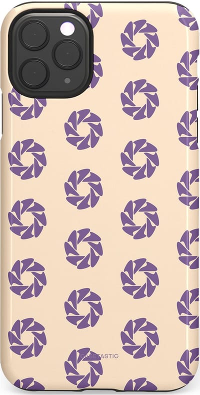 Casetastic hoesje geschikt voor Apple iPhone 11 Pro Max - Dubbellaagse bescherming - Paarse Cirkels op het Zand - Fashion Case - Crème Lavendel Zilver