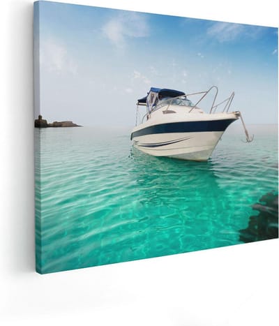 Artaza Canvas Schilderij Zeezicht - 50x40 cm - Wanddecoratie Boot - Muurdecoratie Strand - Kamer Accessoires