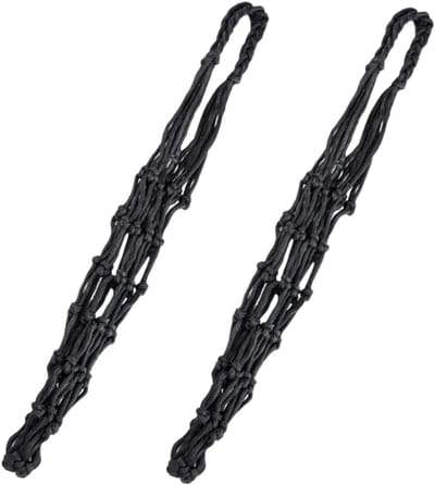 Voedertouwzakken - Kippenvoerhouder - Vogels Voeren - Wasbaar Nylon - 2 Stuks - Zwart