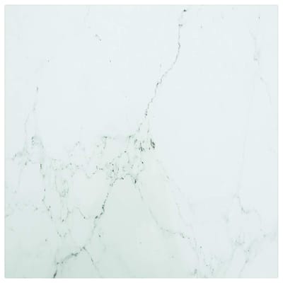 vidaXL - Tafelblad - 40x40 - cm - 6 - mm - gehard - glas - met - marmeren - design - wit