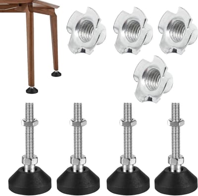 Verstelbare Meubelpoten - Stelpootjes Tafel - Meubels Stabiliseren - Inclusief T-Moeren - 4 Stuks - Metaal