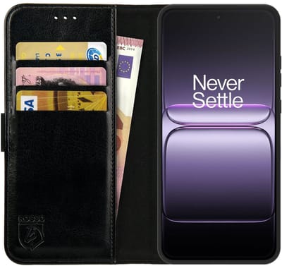 Rosso Element Geschikt voor OnePlus Nord CE 5 | Wallet Book Case | Portemonnee Hoesje | 3 Pasjes | Magneetsluiting | Stand Functie | Zwart