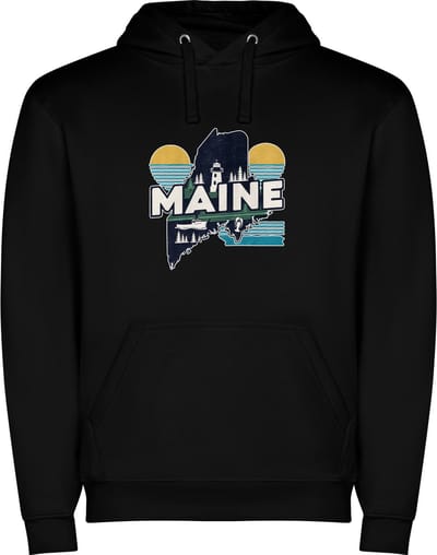 Zwarte Wanna have hoodie voor de echter Amerika / Verenigde Staten liefhebber, de Amerikaanse staat Maine Print Full Color Color merk Roly maat L