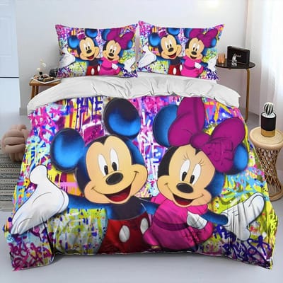Mickey Mouse Cartoon Donald Duck HD Dekbed Beddengoed Set Dekbedovertrek Bed Set Dekbedhoes Kussensloop Queen Beddengoed Set Volwassene Kind US Twin(172*218cm)3pcs