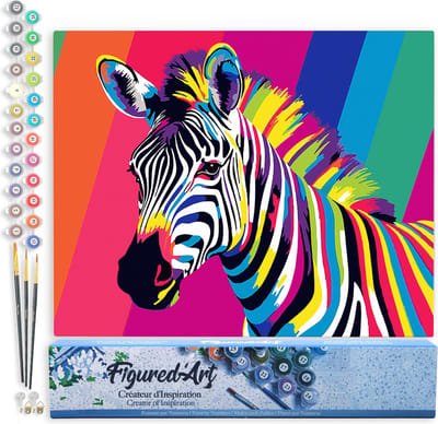 Figured'Art Schilderen op Nummer Volwassenen canvas Pop Art Zebrastreep- Handwerk acrylverf Kit DIY Compleet - 40x50cm zonder frame