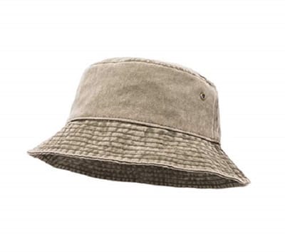 Bucket Hat - Washed Denim -56-58cm- Maat M -Vintage Look - Heren & Dames - Unisex -Festivalhoedje - Vissershoedje - Zonnehoedje - Khaki