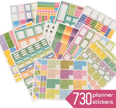 Planner Stickers - 12 vel - 730 Bullet Journal stickers - Maanden, Trackers, Financiën, To Do lijstjes, Labels etc.