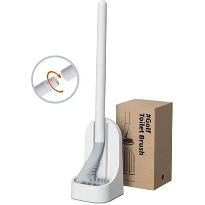 Brosse de toilette et support de séchage en poils de Silicone, pour le rangement et l'organisation de la salle de bain, outil de nettoyage, accessoires de WC blanc