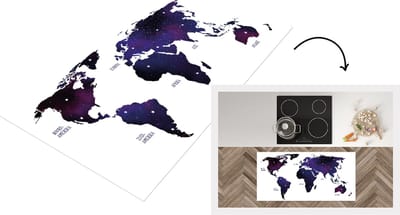 Keukenloper - Loper keuken - Wereldkaart - Sterrenhemel - Paars - 120x60 cm - Keukenloper vinyl