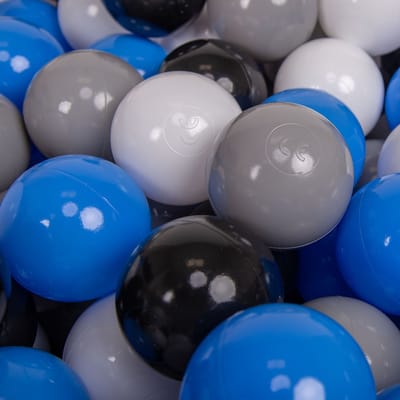 KiddyMoon 700 ∅ 7cm kinderballen speelballen voor ballenbad baby plastic ballen made in eu, grijs/wit/blauw/zwart
