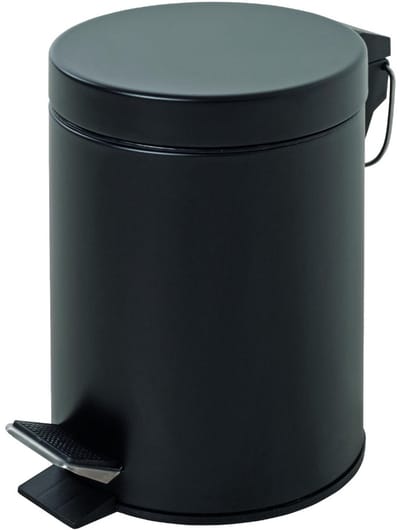 Badkamerprullenbak – Prullenbak 3 liter – Zwart gepoedercoat metaal – Uitneembare kunststof binnenemmer – Diameter 17 cm Hoogte 24 cm – Strak en compact design