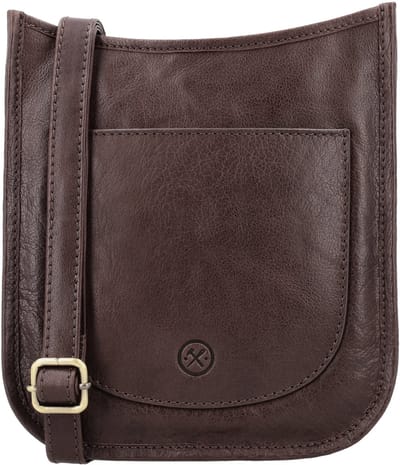 Hide & Stitches Jura Crossbodytas Heren - Schoudertas met telefoonvak - Tas van 100% Leder met ritssluiting - Donkerbruin