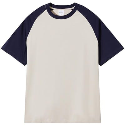 Zomer Raglan T-shirt met Korte Mouwen Echt Katoen Retro Kleurblokkering T Modemerk Heren- en Damesstijl S white