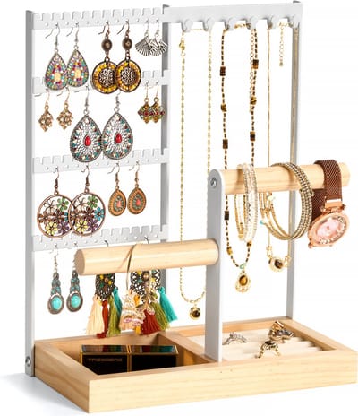 YONO Sieradenhouder - Sieradenrekje - Organizer voor Oorbellen - Kettingen - Armbanden - Opbergen - Houder - Wit