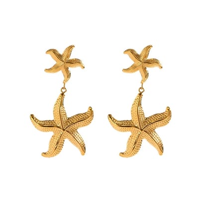 Zeester Oorbellen - Goudkleurig | 3,4 x 5 cm | Bijoux / Staal | Fashion Favorite