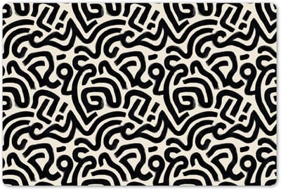 Placemats 45x30 cm - Placemat kunststof - 1 stuk - Modern - Abstract - Zwart - Borden onderleggers - Decoratie voor op tafel - Keuken tafeldecoratie accessoires - Vinyl onderlegger - Tafelversiering