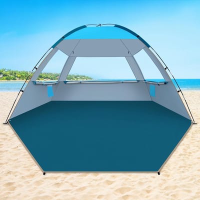 Strandtent XL – Familie Zonnescherm met UPF 50+ – Ruime Strandcabine voor 4-5 Personen - Draagbaar -