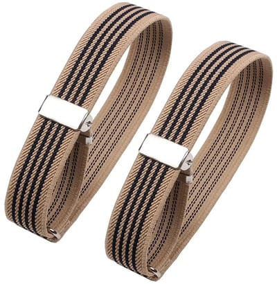 WiseGoods Premium 1 Paar Mouwophouders - Sleeve Holders - Verstelbaar Dames & Heren - Kleding Accessoires - Beige Streep Design