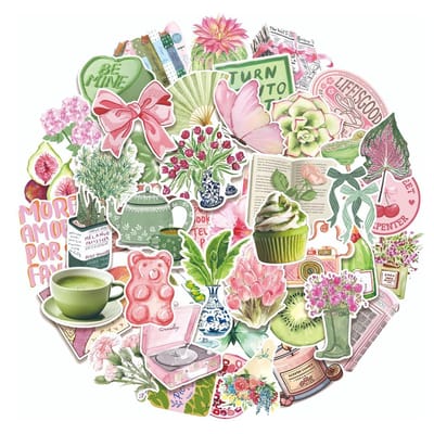 Dailygoods- Stickers 100 Stuks Waterdicht - Vinylstickers - Scrapbooking - Bullet Journal - Planner - Decoratie - Lente/Zomer Ontwerpen - Decoratiestickers